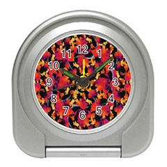 Red Floral Collage Print Design 2 Travel Alarm Clock by dflcprintsclothing