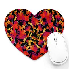 Red Floral Collage Print Design 2 Heart Mousepads by dflcprintsclothing