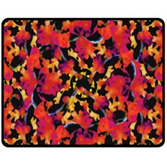 Red Floral Collage Print Design 2 Double Sided Fleece Blanket (medium) 