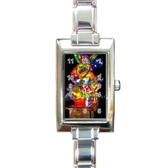 Dragon Lights Centerpiece Rectangle Italian Charm Watch by Riverwoman