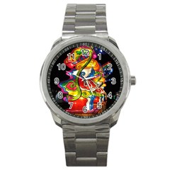 Dragon Lights Centerpiece Sport Metal Watch by Riverwoman