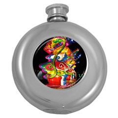 Dragon Lights Centerpiece Round Hip Flask (5 Oz) by Riverwoman