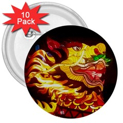 Dragon Lights Ki Rin 3  Buttons (10 Pack)  by Riverwoman