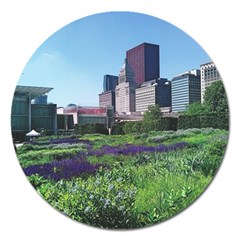 Lurie Garden Salvia River Magnet 5  (round) by Riverwoman