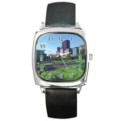 Lurie Garden Salvia River Square Metal Watch by Riverwoman