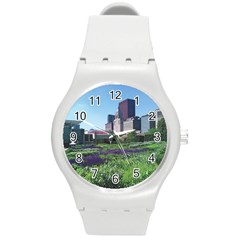 Lurie Garden Salvia River Round Plastic Sport Watch (m) by Riverwoman