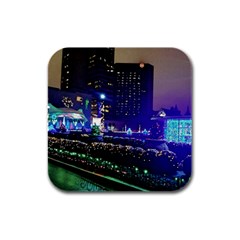 Columbus Commons Lights Rubber Square Coaster (4 Pack) 