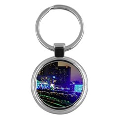 Columbus Commons Lights Key Chains (round)  by Riverwoman