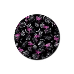 Flamingo Pattern Rubber Round Coaster (4 Pack)  by Valentinaart