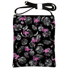 Flamingo Pattern Shoulder Sling Bag by Valentinaart