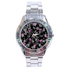 Flamingo Pattern Stainless Steel Analogue Watch by Valentinaart