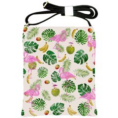 Flamingo Pattern Shoulder Sling Bag by Valentinaart