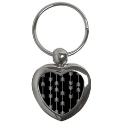 Black And White Abstract Pattern Key Chains (heart)  by Valentinaart