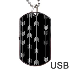 Black And White Abstract Pattern Dog Tag Usb Flash (one Side) by Valentinaart