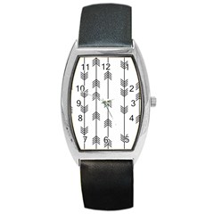 Black And White Abstract Pattern Barrel Style Metal Watch by Valentinaart