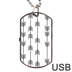 Black And White Abstract Pattern Dog Tag Usb Flash (one Side) by Valentinaart