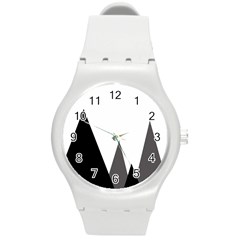 Geometric Landscape Round Plastic Sport Watch (m) by Valentinaart