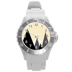 Geometric Landscape Round Plastic Sport Watch (l)