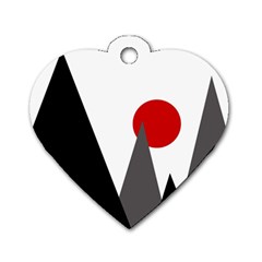 Geometric Landscape Dog Tag Heart (one Side) by Valentinaart