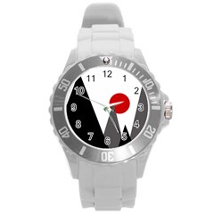 Geometric Landscape Round Plastic Sport Watch (l)