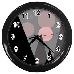 Geometric Landscape Wall Clock (black) by Valentinaart