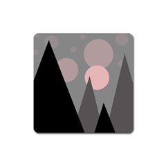 Geometric Landscape Square Magnet by Valentinaart