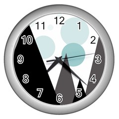 Geometric landscape Wall Clock (Silver)