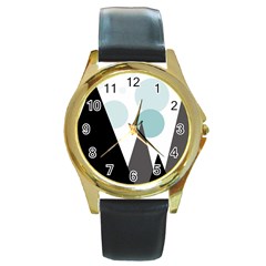 Geometric landscape Round Gold Metal Watch