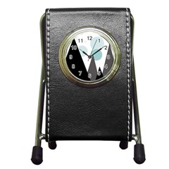 Geometric landscape Pen Holder Desk Clock