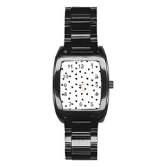 Geometric Pattern Stainless Steel Barrel Watch