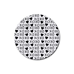 Xo Valentines Day Pattern Rubber Coaster (round)  by Valentinaart