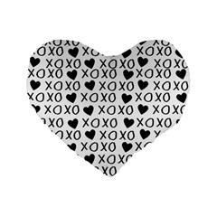 Xo Valentines Day Pattern Standard 16  Premium Flano Heart Shape Cushions by Valentinaart