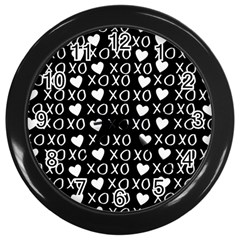 Xo Valentines Day Pattern Wall Clock (black) by Valentinaart