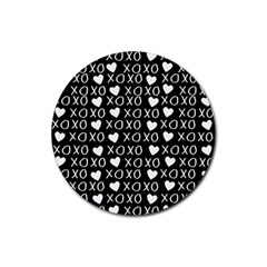 Xo Valentines Day Pattern Rubber Round Coaster (4 Pack)  by Valentinaart