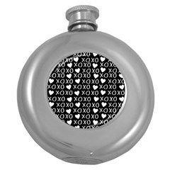 Xo Valentines Day Pattern Round Hip Flask (5 Oz) by Valentinaart