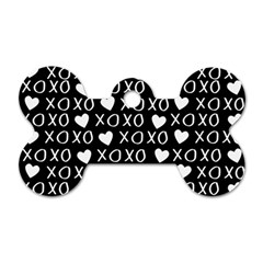 Xo Valentines Day Pattern Dog Tag Bone (two Sides) by Valentinaart