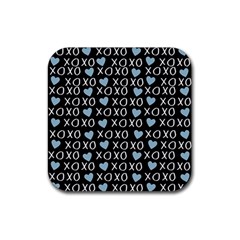 XO Valentines day pattern Rubber Coaster (Square) 