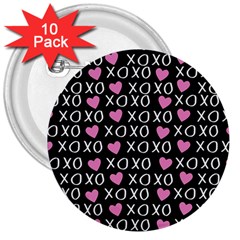 Xo Valentines Day Pattern 3  Buttons (10 Pack)  by Valentinaart