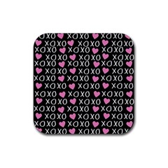 Xo Valentines Day Pattern Rubber Coaster (square)  by Valentinaart