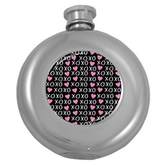 Xo Valentines Day Pattern Round Hip Flask (5 Oz) by Valentinaart