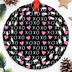 Xo Valentines Day Pattern Round Filigree Ornament (two Sides) by Valentinaart