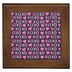 Xo Valentines Day Pattern Framed Tiles by Valentinaart