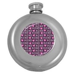 Xo Valentines Day Pattern Round Hip Flask (5 Oz) by Valentinaart