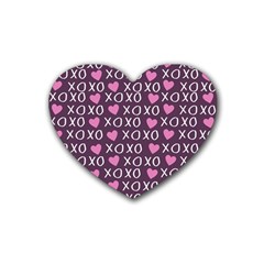 Xo Valentines Day Pattern Heart Coaster (4 Pack) 