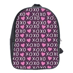 Xo Valentines Day Pattern School Bag (large) by Valentinaart