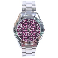 Xo Valentines Day Pattern Stainless Steel Analogue Watch by Valentinaart