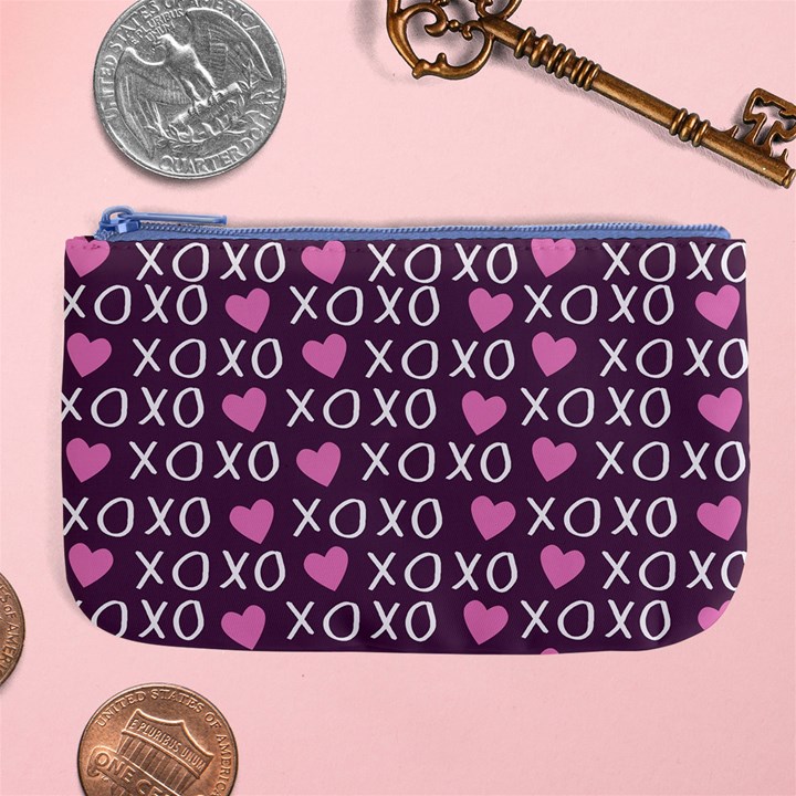 XO Valentines day pattern Large Coin Purse