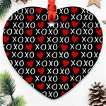 XO Valentines day pattern Heart Ornament (Two Sides) Front