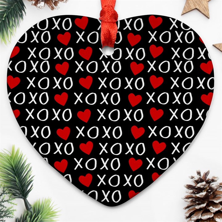 XO Valentines day pattern Heart Ornament (Two Sides)