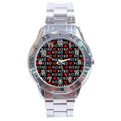 Xo Valentines Day Pattern Stainless Steel Analogue Watch by Valentinaart